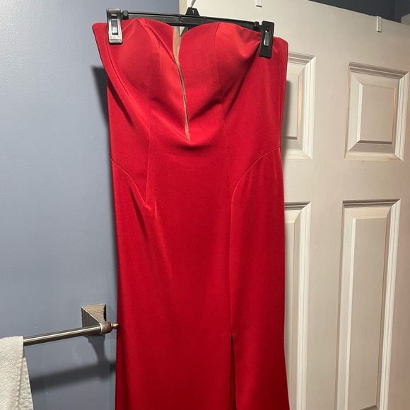 JVN Jovani Strapless Red Prom Dress - Picture 2 of 5